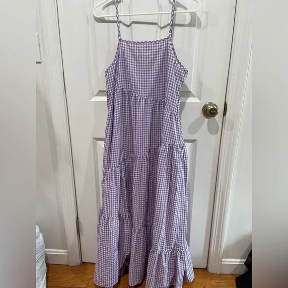 Things Between Purple Gingham Tiered Maxi Dress - Picture 4 of 7